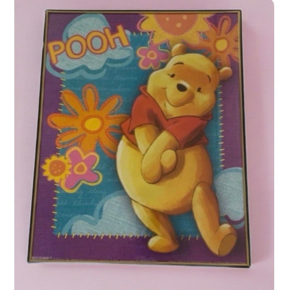 Disney Winnie the Pooh Framed Wall Art Kids 11x14 Purple Pooh-Quilt Vintage 2000